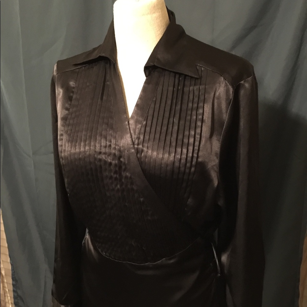 Ashley Stewart Size 12 Black Tuxedo Wrap Shirt